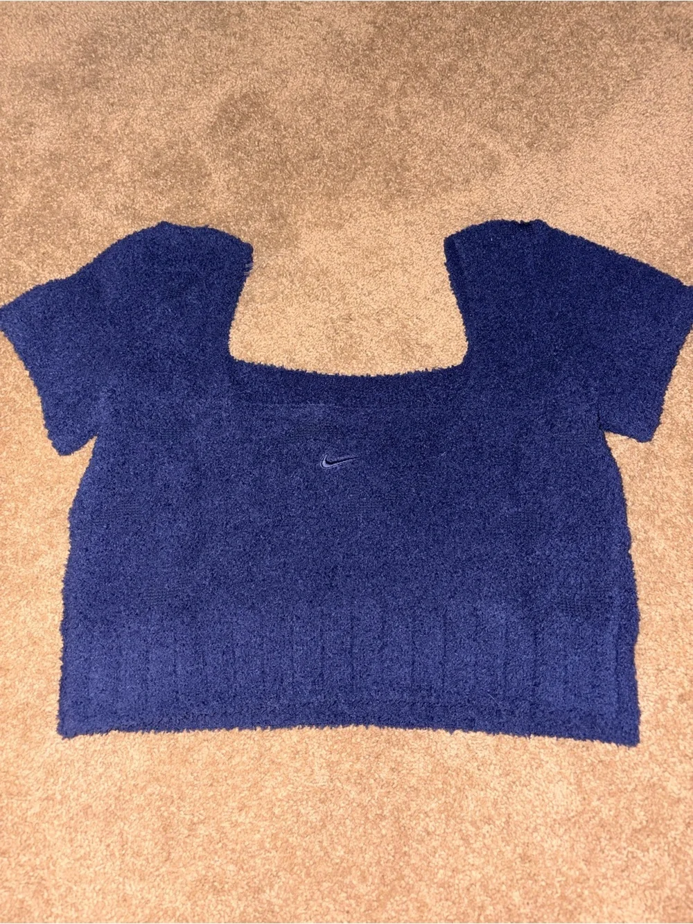 Nike Cozy Navy Square-Neck Short Sleeve Crop Top
